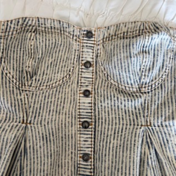 Anthropologie Striped Button-Down Blouse - Cream and Blue - Picture 3 of 7